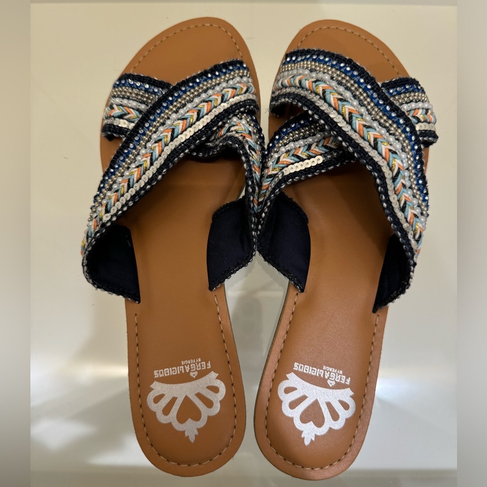 Women’s Fergalicious by Fergie Starlit Blue Beaded and Sequin Sandals